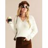 imageGRACE KARIN V Neck Sweater for Women Crochet Pullover Sweater Tops Cable Knit Sleeve Sweaters Spring Summer Fashion 2025