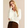 imageGRACE KARIN V Neck Sweater for Women Crochet Pullover Sweater Tops Cable Knit Sleeve Sweaters Spring Summer Fashion 2025