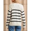 imageGRACE KARIN Womens 2024 Fall Winter Striped Sweater Oversized Crew Neck Cable Knit Sweater Button Shoulder Pullover Tops
