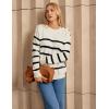 imageGRACE KARIN Womens 2024 Fall Winter Striped Sweater Oversized Crew Neck Cable Knit Sweater Button Shoulder Pullover Tops