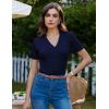 imageGRACE KARIN Womens 2025 Summer Short Sleeve Sweater V Neck Knitted Polo Shirt Lightweight Collared Pullover Sweater