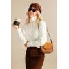 imageGRACE KARIN Womens Sweater 2024 Fall Winter Sweaters Casual Trendy V Neck Lightweight Crochet Pullover Top Ivory XL
