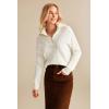 imageGRACE KARIN Womens Sweater 2024 Fall Winter Sweaters Casual Trendy V Neck Lightweight Crochet Pullover Top Ivory XL