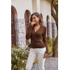 imagePlus Size Pullover Sweaters for Women 2024 Wrap VNeck Slim Fit Tops Brown XXL