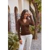 imagePlus Size Pullover Sweaters for Women 2024 Wrap VNeck Slim Fit Tops Brown XXL