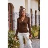 imagePlus Size Pullover Sweaters for Women 2024 Wrap VNeck Slim Fit Tops Brown XXL