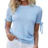 imageGRACE KARIN 2025 Womens Lightweight Hollow Out Puff Short Sleeve Pullover Sweater Top
