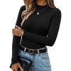 imageGRACE KARIN Merino Wool Sweaters for Women Mock Neck Base Layer Long Sleeve Soft Fitted Pullover SweaterBlack