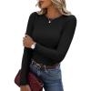 imageGRACE KARIN Womens 100 Merino Wool Base Layer Sweater Fall Knit Long Sleeve Pullover Top Casual Soft Slim Fit ShirtBlack