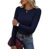 imageGRACE KARIN Womens 100 Merino Wool Base Layer Sweater Fall Knit Long Sleeve Pullover Top Casual Soft Slim Fit ShirtNavy Blue