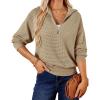imageGRACE KARIN Womens 2024 Fall Half Zip Sweater Lapel Collar Waffle Knit Sweater Loose Casual Crochet Pullover Tops