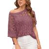 imageGRACE KARIN Womens 2025 Spring Summer Crochet Tops Scoop Neck Pullover Sweater Short Sleeve Off Shoulder Knit Beach Coverup