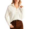 imageGRACE KARIN Womens Sweater 2024 Fall Winter Sweaters Casual Trendy V Neck Lightweight Crochet Pullover Top Ivory XL
