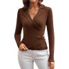 imagePlus Size Pullover Sweaters for Women 2024 Wrap VNeck Slim Fit Tops Brown XXL