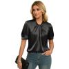 image:imageGRACE KARIN Dressy Tops for WomenShort Sleeve Satin BlouseBusiness Casual Office TopBlack