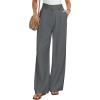 image:imageGRACE KARIN Linen Pants Women Wide Leg High Waisted Belted Paper Bag Trousers 2026 Summer Business Casual OutfitsDark Grey