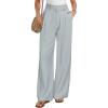 image:imageGRACE KARIN Linen Pants Women Wide Leg High Waisted Belted Paper Bag Trousers 2026 Summer Business Casual OutfitsLight Grey Blue