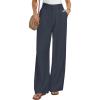 image:imageGRACE KARIN Linen Pants Women Wide Leg High Waisted Belted Paper Bag Trousers 2026 Summer Business Casual OutfitsNavy Blue
