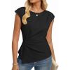 image:imageGRACE KARIN Womens 2026 Spring Short Sleeve Tops Dressy Casual Crew Neck Peplum Shirts Trendy Tunic Blouses with KnotBlack