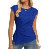 image:imageGRACE KARIN Womens 2026 Spring Short Sleeve Tops Dressy Casual Crew Neck Peplum Shirts Trendy Tunic Blouses with KnotRoyal Blue