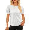 image:imageGRACE KARIN Womens Full Sequin Tops Sparkle Glitter Blouses Lantern Short Sleeve Shirts Dressy Party Concert OutfitsWhite