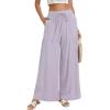 image:imageGRACE KARIN Womens Palazzo Pants Summer High Waist Boho Wide Leg Casual Flowy Pants Beach Vacation Outfits with PocketsPurple
