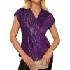 image:imageGRACE KARIN Womens Sequin Sparkly Tops Cap Sleeve Dressy Blouses Glitter Party Tops V Neck Disco Shirts Club Concert OutfitsPurple