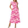image:imageGRACE KARIN Womens Summer Dresses 2026 Casual Floral Puff Short Sleeve V Neck Dress A Line Flowy Boho Maxi Dress with PocketsRose Red