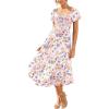 image:imageGRACE KARIN Womens Summer Floral Maxi Dress 2026 Puff Short Sleeve Wedding Guest Dresses Square Neck Smocked Tiered DressMulticolor Floral