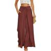 image:imageGRACE KARIN Womens Wide Leg Summer Pants Flowy Side Split Palazzo Beach Pants Boho Drawstring High Waisted TrousersOrange Red