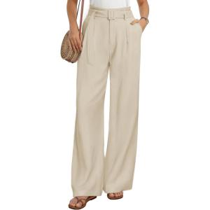 image:imageGRACE KARIN Linen Pants Women Wide Leg High Waisted Belted Paper Bag Trousers 2026 Summer Business Casual OutfitsApricot