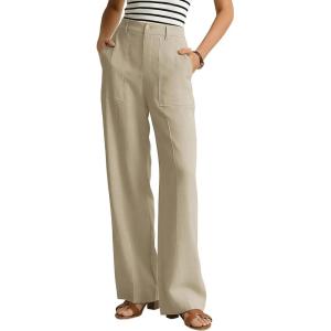 image:imageGRACE KARIN Linen Pants for Women Wide Leg Pants 2026 Comfy Casual Pants with PocketsKhaki