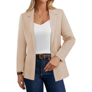image:imageGRACE KARIN Sweater Blazers for Women Business Casual Long Sleeve Open Front Work Office Cardigan Suit Jackets with PocketsApricot