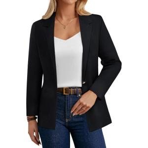 image:imageGRACE KARIN Sweater Blazers for Women Business Casual Long Sleeve Open Front Work Office Cardigan Suit Jackets with PocketsBlack