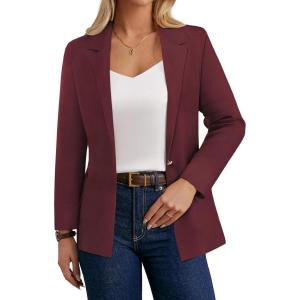 image:imageGRACE KARIN Sweater Blazers for Women Business Casual Long Sleeve Open Front Work Office Cardigan Suit Jackets with PocketsBurgundy