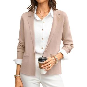 image:imageGRACE KARIN Women Sweater Blazer Business Casual 2026 Knit Suit Jackets Long Sleeve Lightweight Cardigan Work OfficeApricot