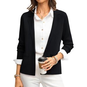 image:imageGRACE KARIN Women Sweater Blazer Business Casual 2026 Knit Suit Jackets Long Sleeve Lightweight Cardigan Work OfficeBlack