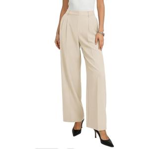 image:imageGRACE KARIN Work Pants Women Wide Leg High Waisted Wrinkle Free Trousers Slacks with Pockets Business Casual OutfitsApricot