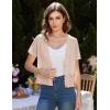 image:imageWomens 2026 Cropped Cardigan Short Sleeve Lightweight Crochet Shrug HollowedOut Knit Sweater TopsApricot