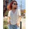 image:imageWomens 2026 Cropped Cardigan Short Sleeve Lightweight Crochet Shrug HollowedOut Knit Sweater TopsWhite