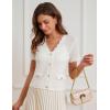 image:imageWomens 2026 Cropped Cardigan Short Sleeve Lightweight Crochet Shrug HollowedOut Knit Sweater TopsWhite