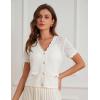 image:imageWomens 2026 Cropped Cardigan Short Sleeve Lightweight Crochet Shrug HollowedOut Knit Sweater TopsWhite