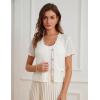 image:imageWomens 2026 Cropped Cardigan Short Sleeve Lightweight Crochet Shrug HollowedOut Knit Sweater TopsWhite
