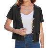 image:imageWomens 2026 Cropped Cardigan Short Sleeve Lightweight Crochet Shrug HollowedOut Knit Sweater TopsBlack