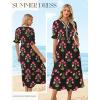 image:imageGRACE KARIN Womens Summer Floral Maxi Dress 2026 Casual Ruffle Short Sleeve Boho Dress A Line Flowy Dresses with PocketsBlack Red Flower