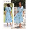 image:imageGRACE KARIN Womens Summer Floral Maxi Dress 2026 Casual Ruffle Short Sleeve Boho Dress A Line Flowy Dresses with PocketsBlue Yellow Flower