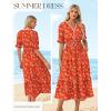 image:imageGRACE KARIN Womens Summer Floral Maxi Dress 2026 Casual Ruffle Short Sleeve Boho Dress A Line Flowy Dresses with PocketsOrange Flower