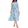 image:imageGRACE KARIN Womens Summer Floral Maxi Dress 2026 Casual Ruffle Short Sleeve Boho Dress A Line Flowy Dresses with PocketsBlue Yellow Flower