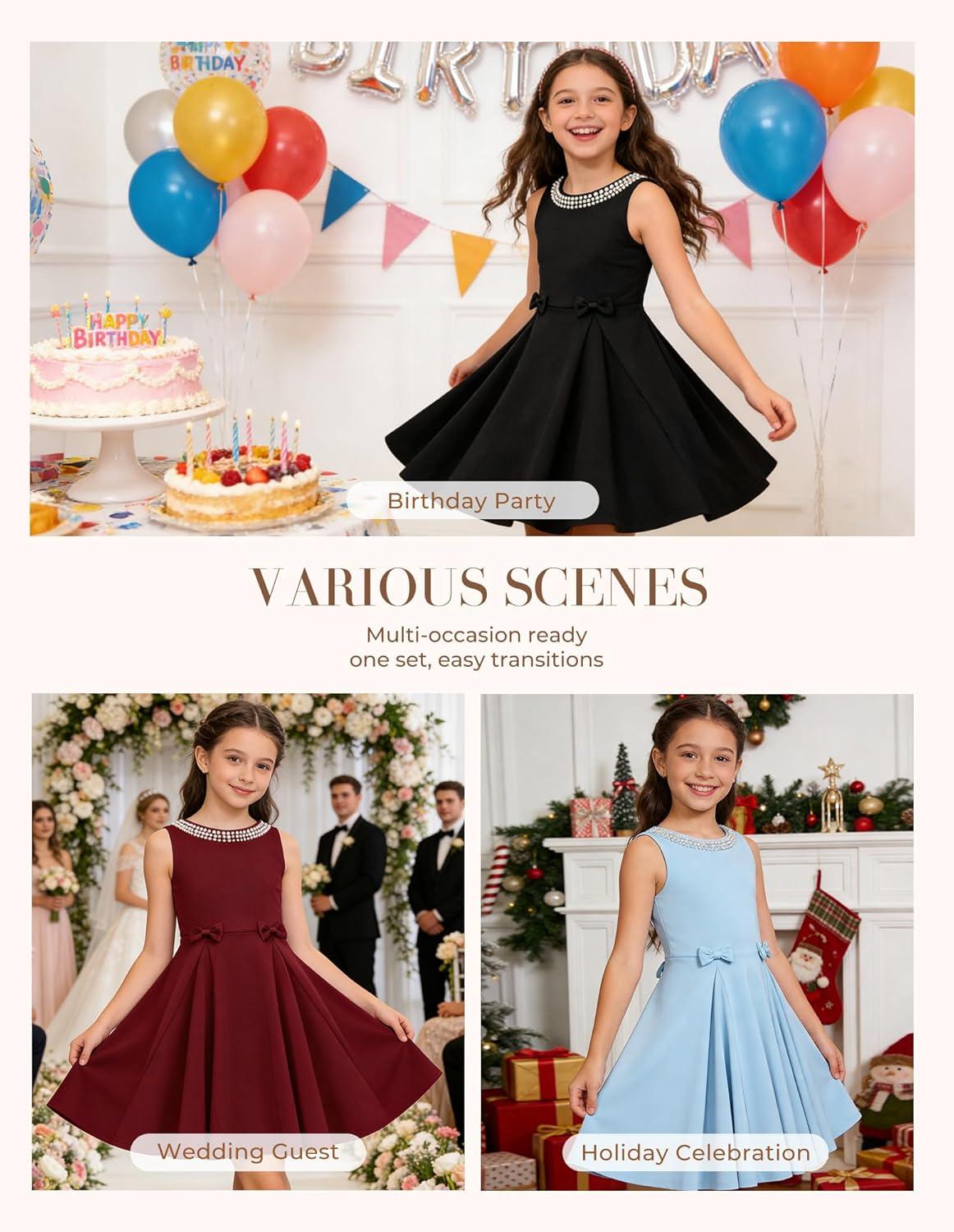 image:imageGRACE KARIN Black Girls Summer Dress Kids Formal Party Dresses Sleeveless Midi Wedding Guest Dress Size 714 YearsDark Red