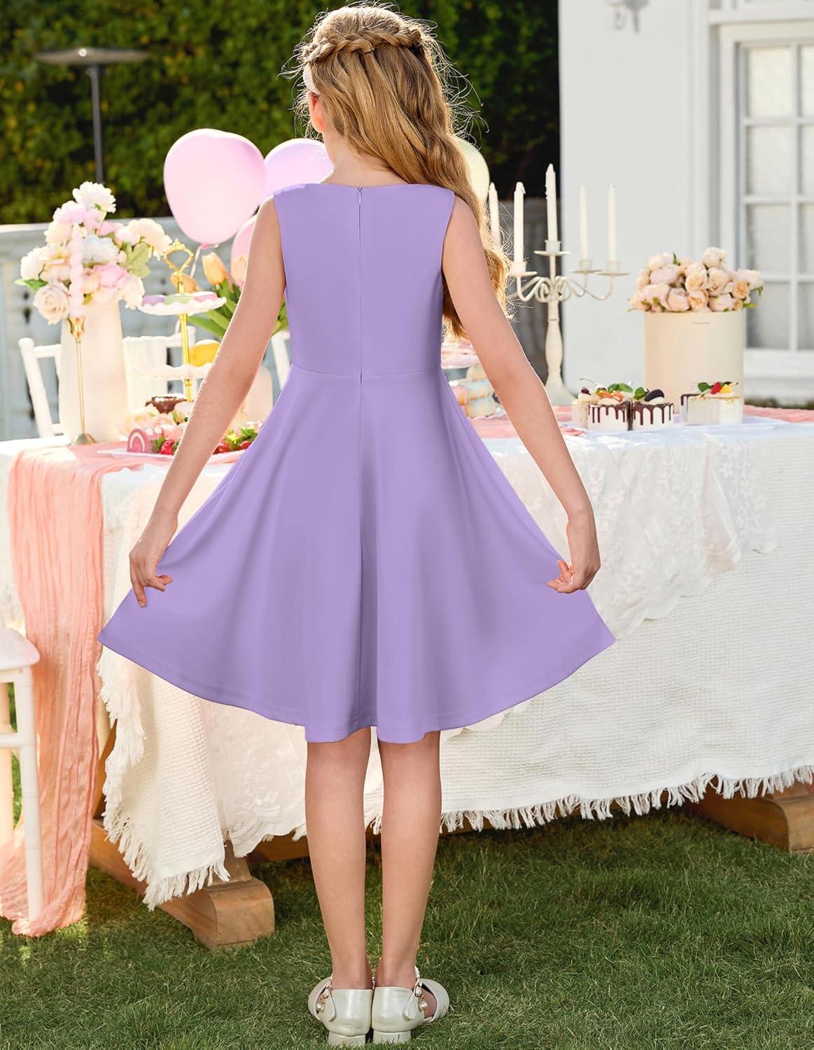 image:imageGRACE KARIN Black Girls Summer Dress Kids Formal Party Dresses Sleeveless Midi Wedding Guest Dress Size 714 YearsLight Purple